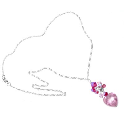 Pink CZ Heart Cluster Drop Chain Necklace Sterling Silver or Gold-Filled - image2